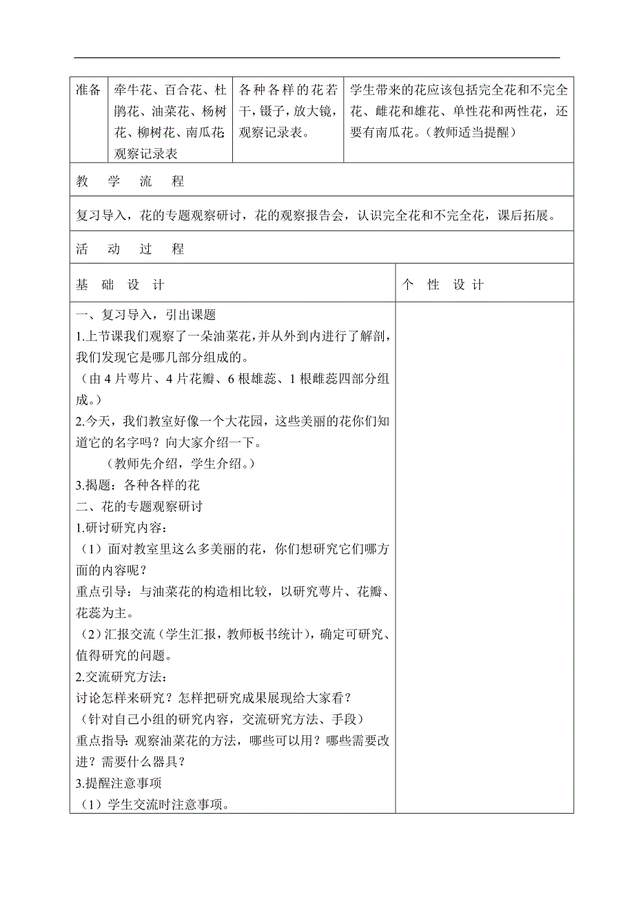 教科小学科学四下《2.2.各种各样的花》word教案(2).doc_第2页