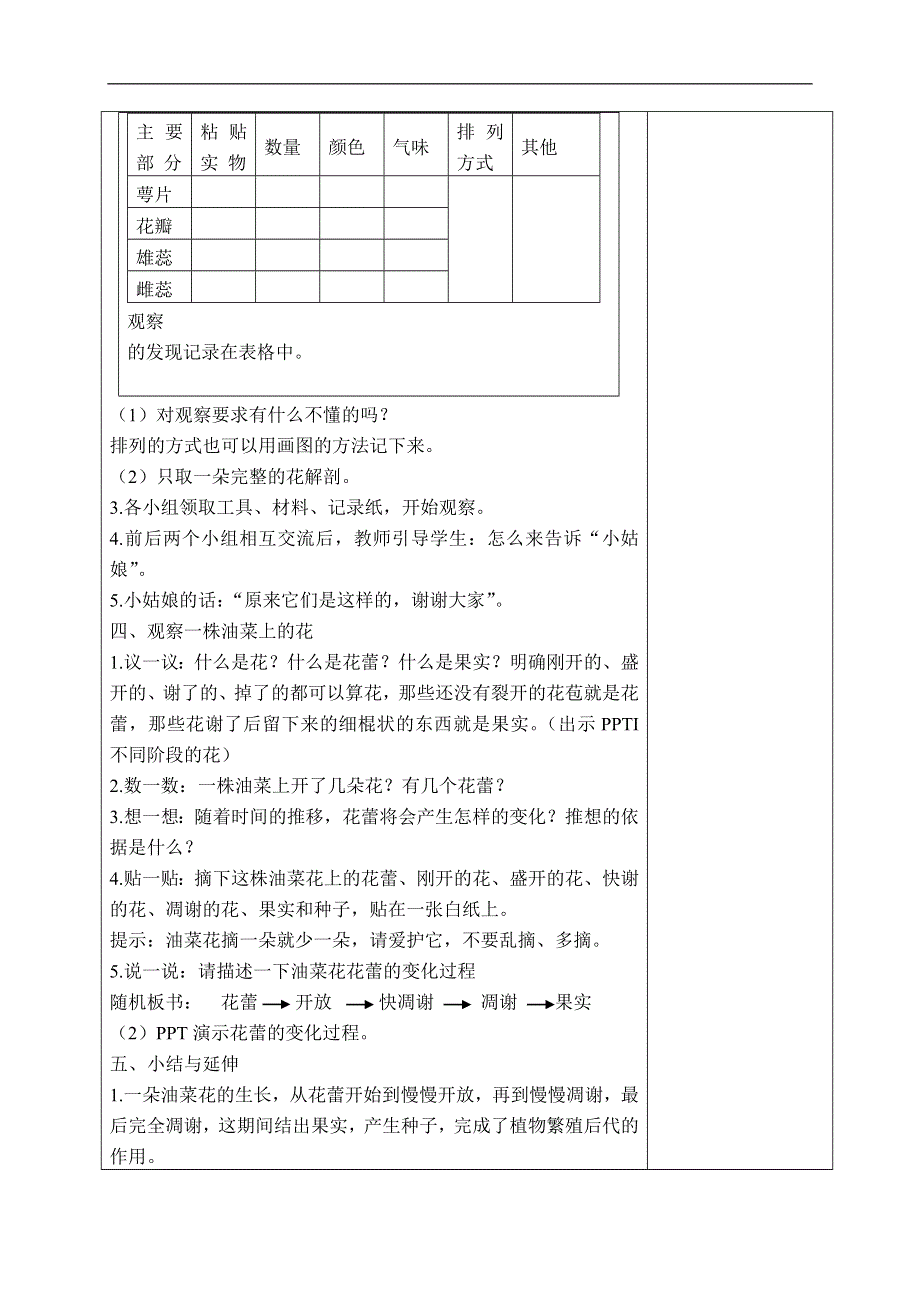 教科小学科学四下《2.1.油菜花开了》word教案(3).doc_第3页