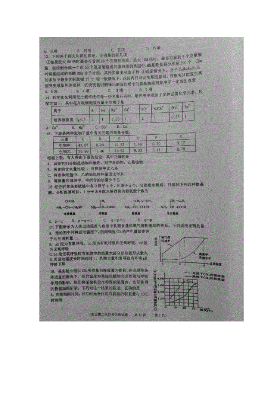 山东省济宁市第一中学2016届高三上学期期中考试生物试题 扫描版含答案.doc_第3页