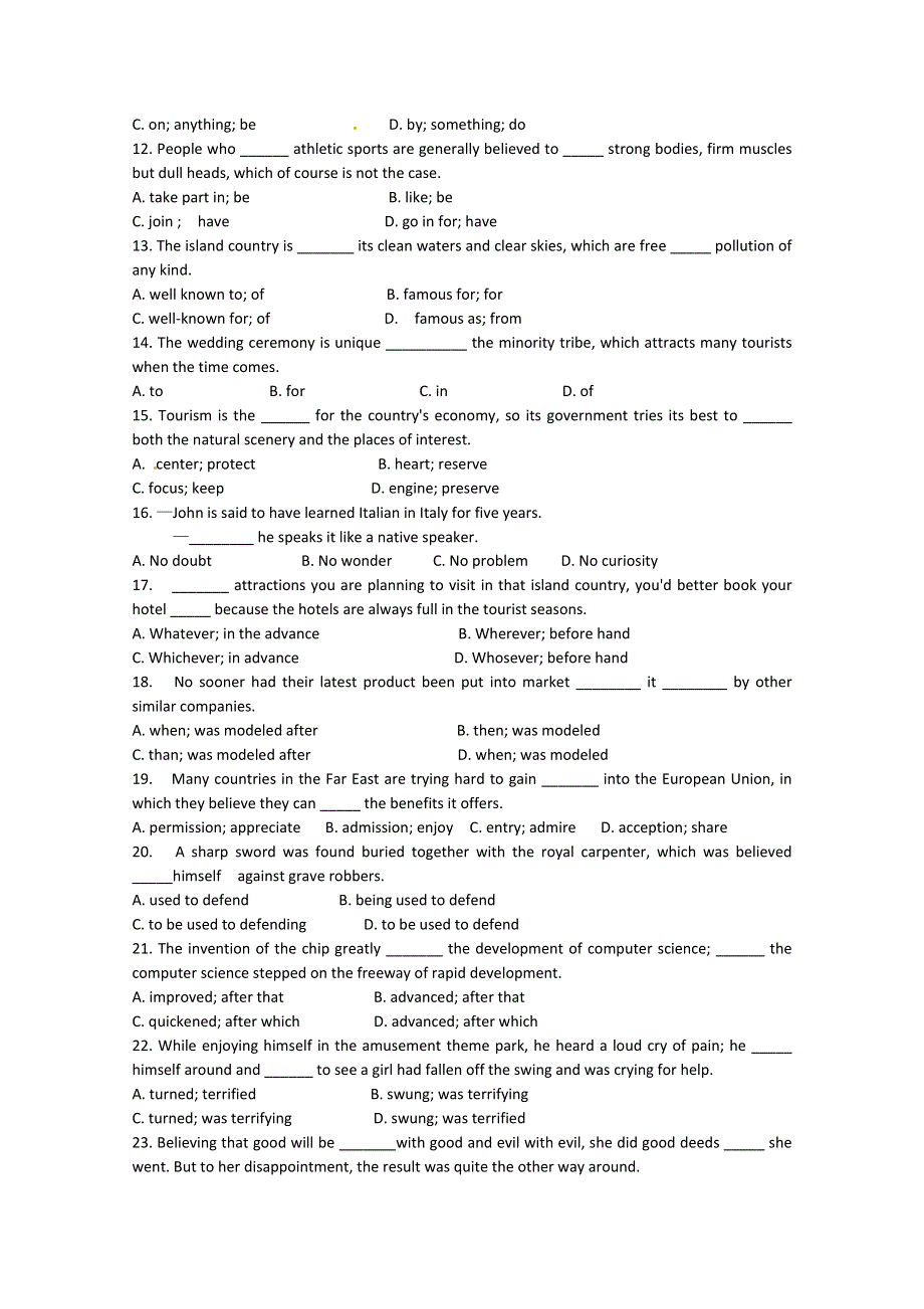 2014-2015学年高中英语同步《精品》检测题《1》及答案：UNIT5（人教新课标必修4）.doc_第2页