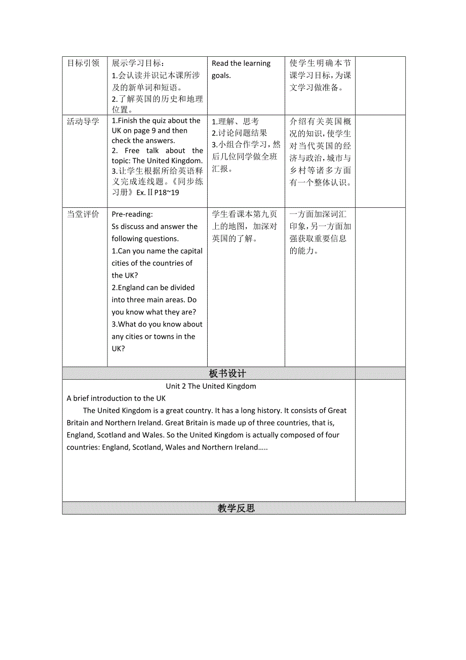 2014-2015学年高中英语同步《精品表格》教案（1）：UNIT2 THE UNITED KINGDOM（人教新课标必修5）.doc_第2页