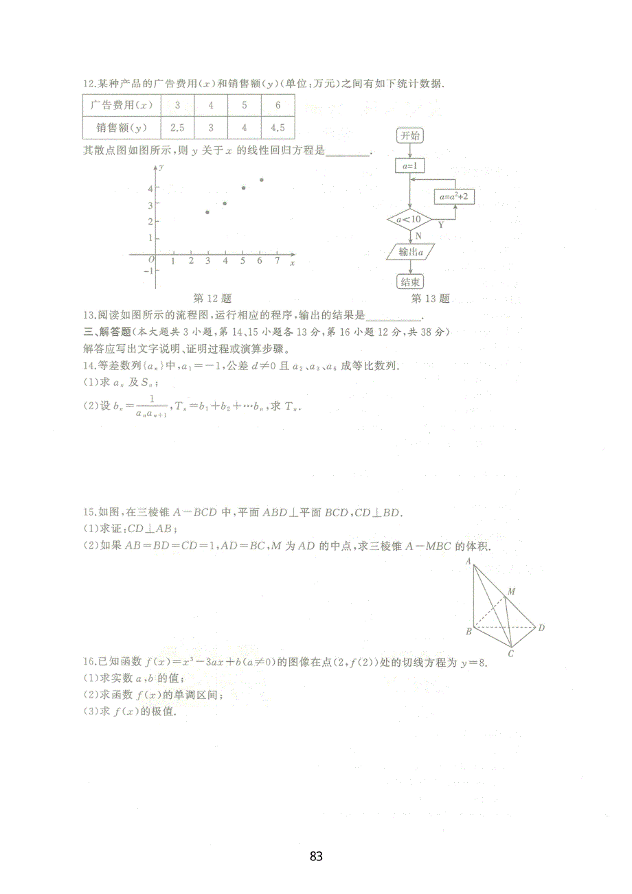 四川省高职单招考试文化考试数学试题（普高类）预测试卷（一） PDF版缺答案.pdf_第2页