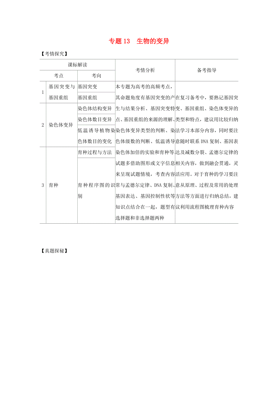 江苏省2021高考生物一轮复习 专题13 生物的变异精练（含解析）.docx_第1页