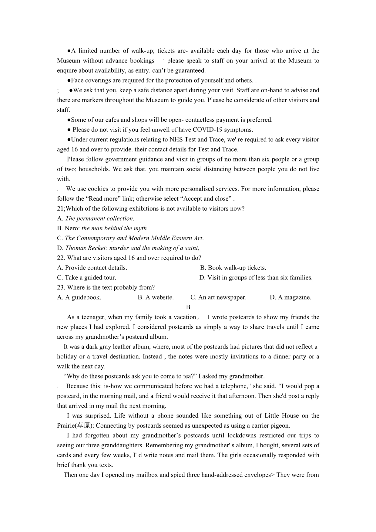 西南四省名校2022届高三上学期第一次大联考英语试卷 WORD版含答案.doc_第3页