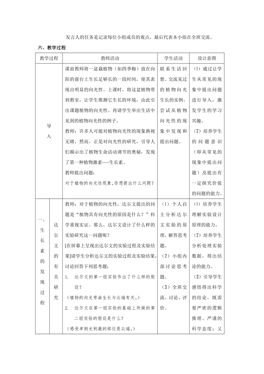 华东地区2009年高中生物教学设计评比资料：植物生长素发现.doc_第2页