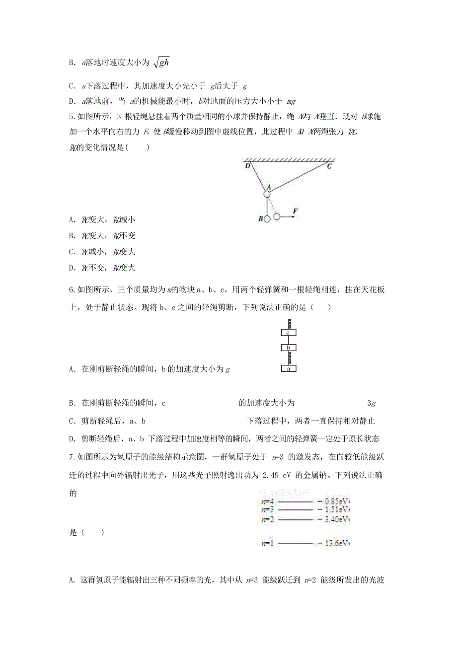 山东省济宁市第一中学2020届高三物理下学期一轮质量检测试题.doc_第2页