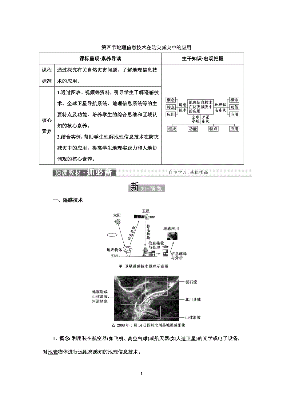 新教材2021-2022学年高中人教版地理必修第一册学案：第六章 第四节 地理信息技术在防灾减灾中的应用 WORD版含答案.doc_第1页