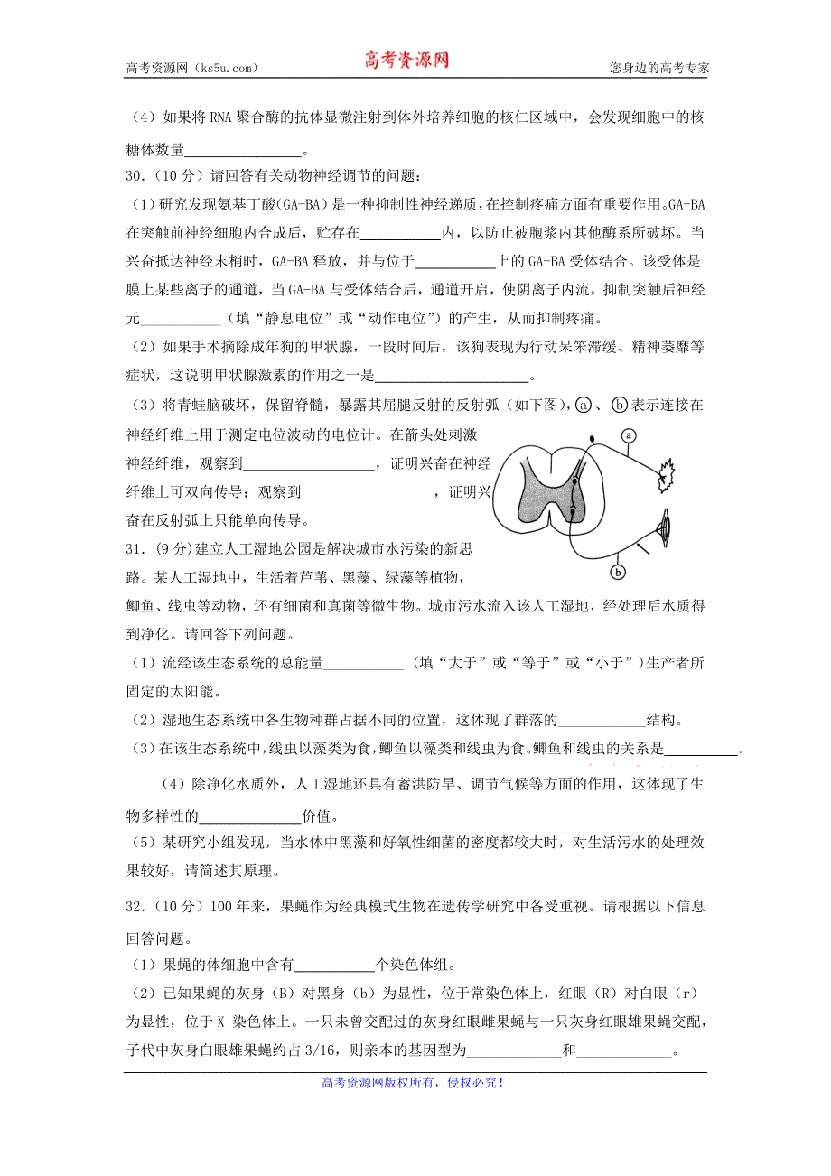 广东省普宁市第二中学2017届高三下学期摸底考试生物试题 WORD版含答案.doc_第3页