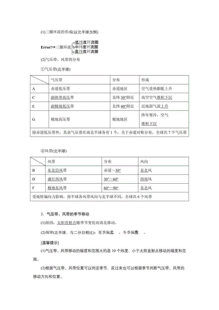 新教材2021-2022学年高中人教版地理选择性必修1学案：3-2 第1课时　气压带和风带的形成 WORD版含解析.doc_第2页