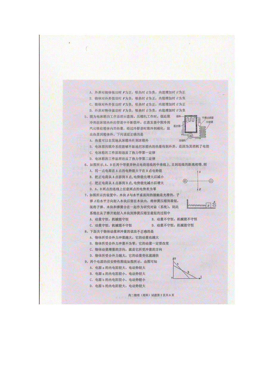 四川雅安中学10-11学年高二上学期期末考试（物理）扫描版.doc_第2页