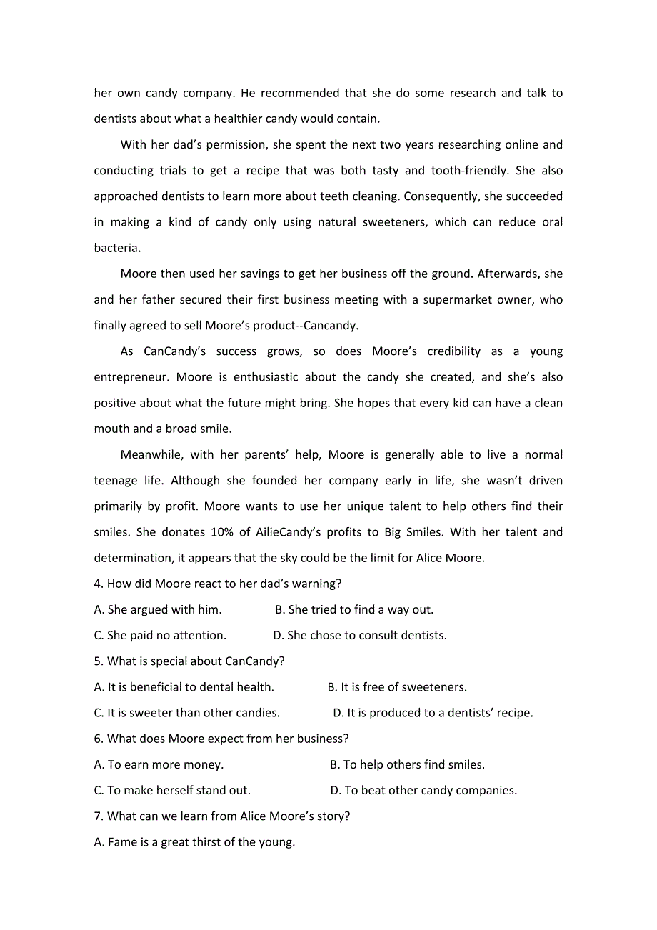 内蒙古北方重工业集团有限公司第三中学2019-2020学年高二10月月考英语试题 WORD版含答案.doc_第3页