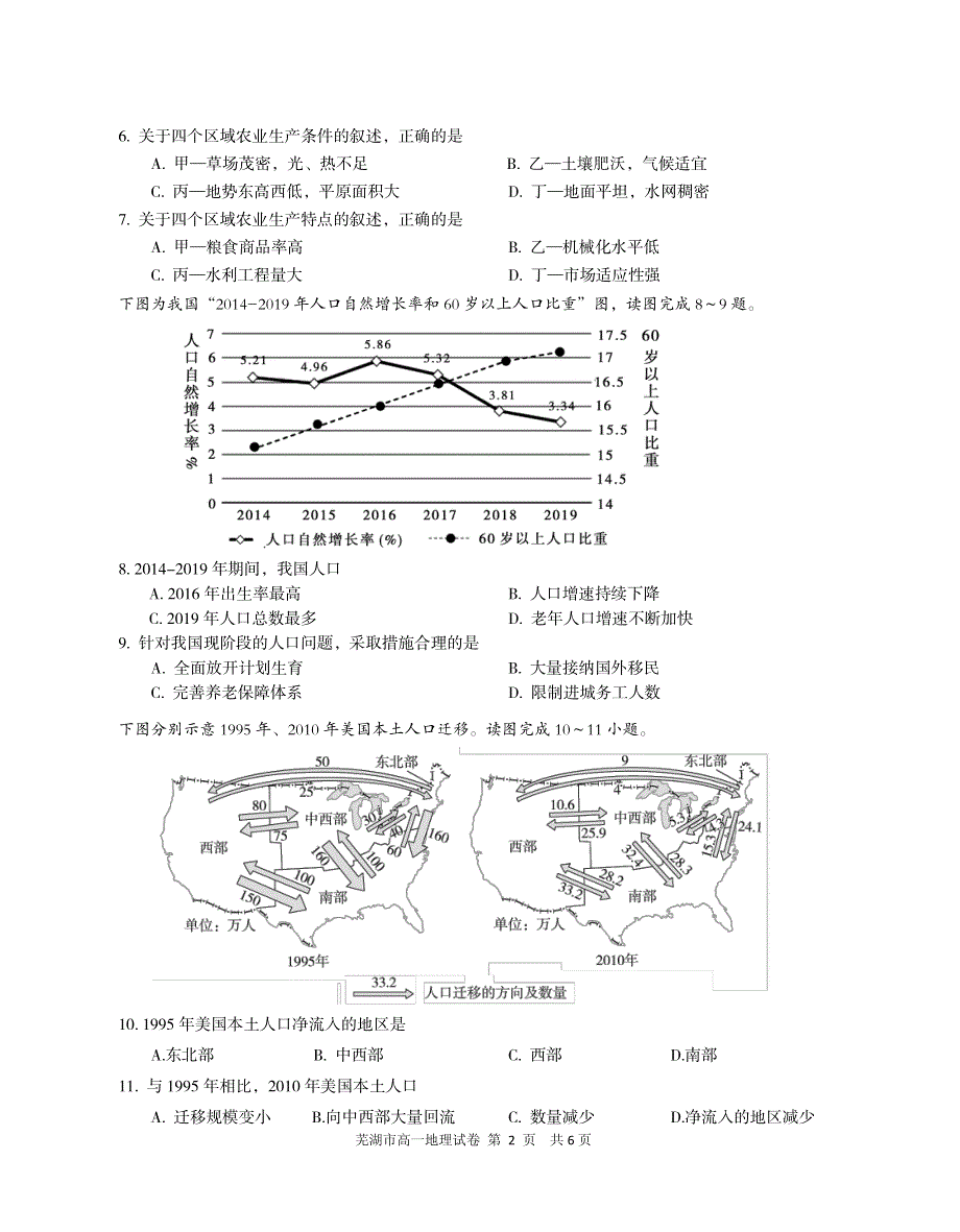 安徽省芜湖市2020-2021学年高一下学期期末考试地理试题 PDF版含答案.pdf_第2页