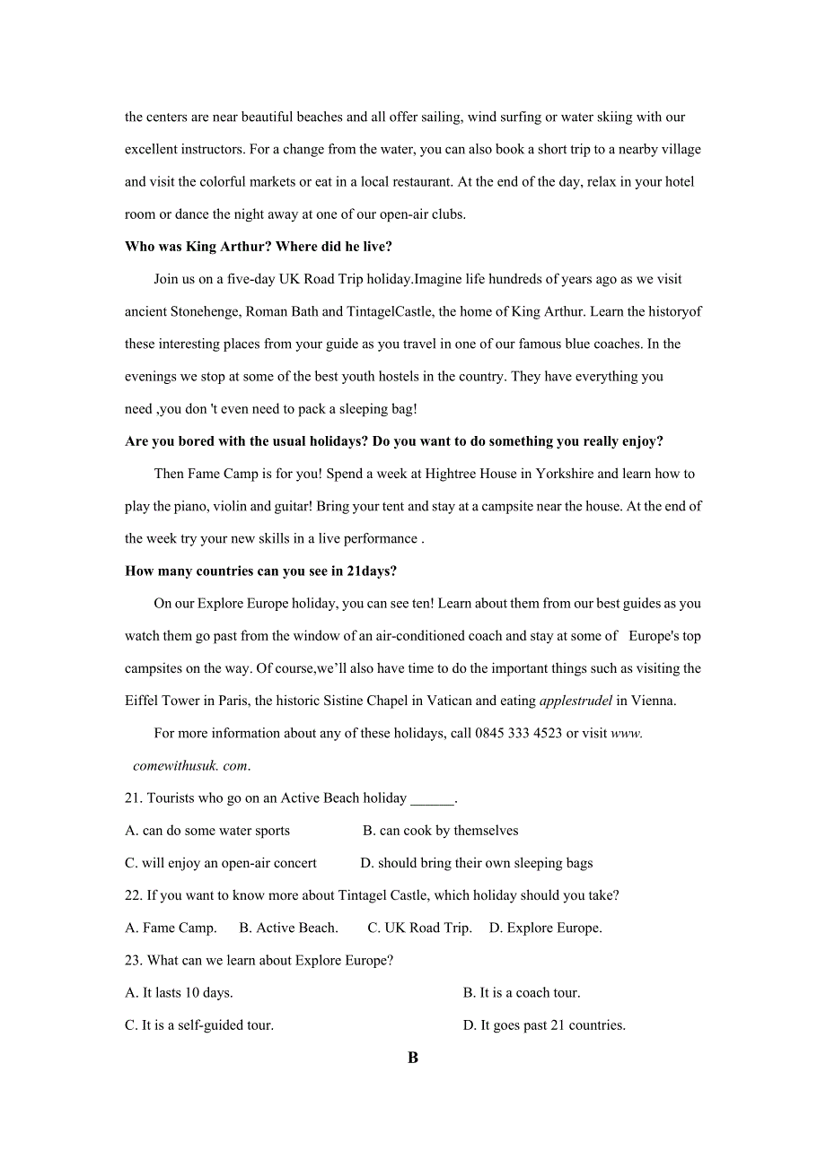 江苏省仪征市第二中学2020-2021学年高一上学期第二次月考暨期中模考英语试题 WORD版含答案.docx_第3页