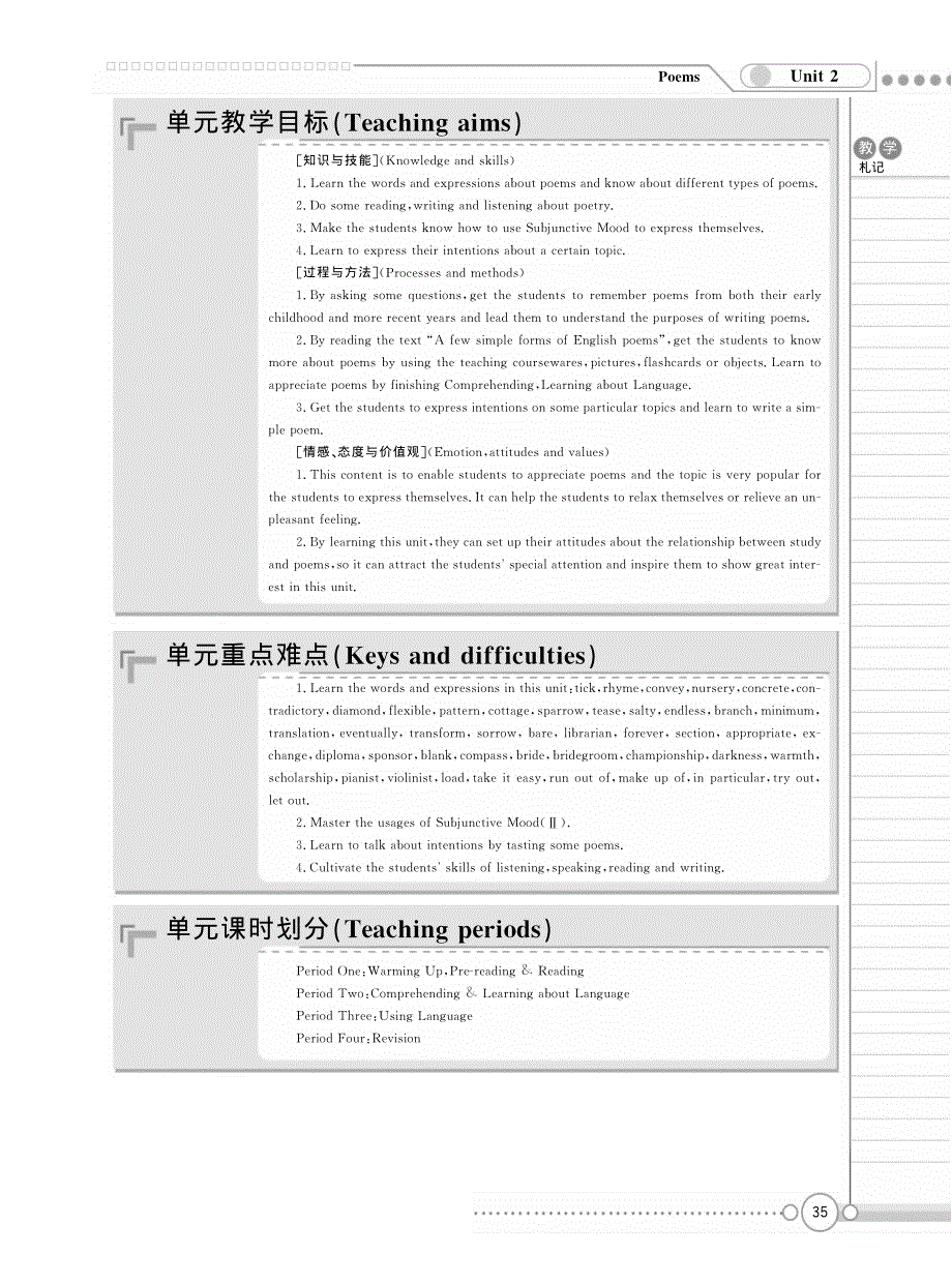 2014-2015学年高中英语同步教案：UNIT 2 POEMS（人教新课标选修6） 共4课时作业有答案PDF版.pdf_第2页