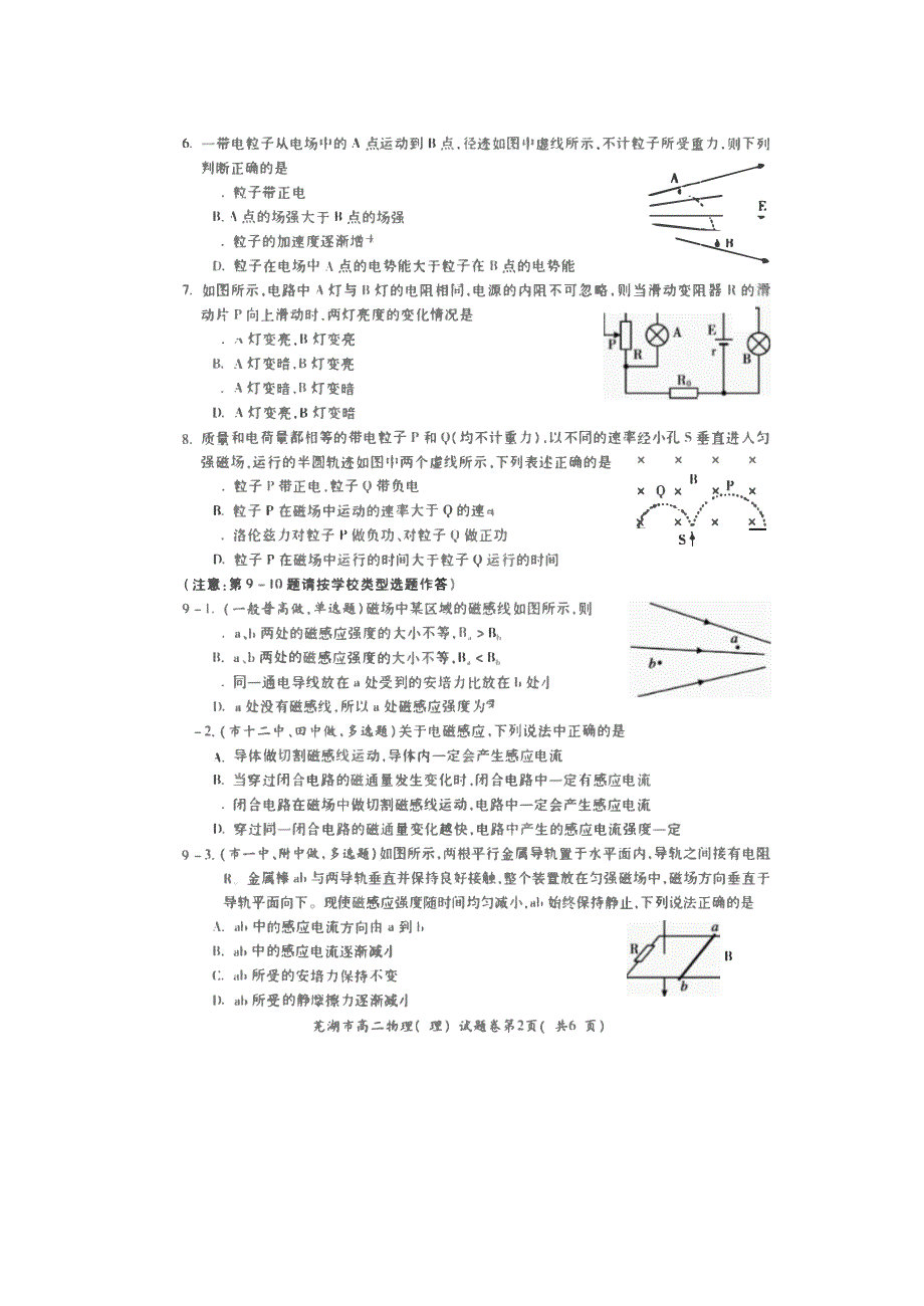 安徽省芜湖市城南实验学校2019-2020学年高二上学期期末考试物理（理）试卷 PDF版含答案.pdf_第2页