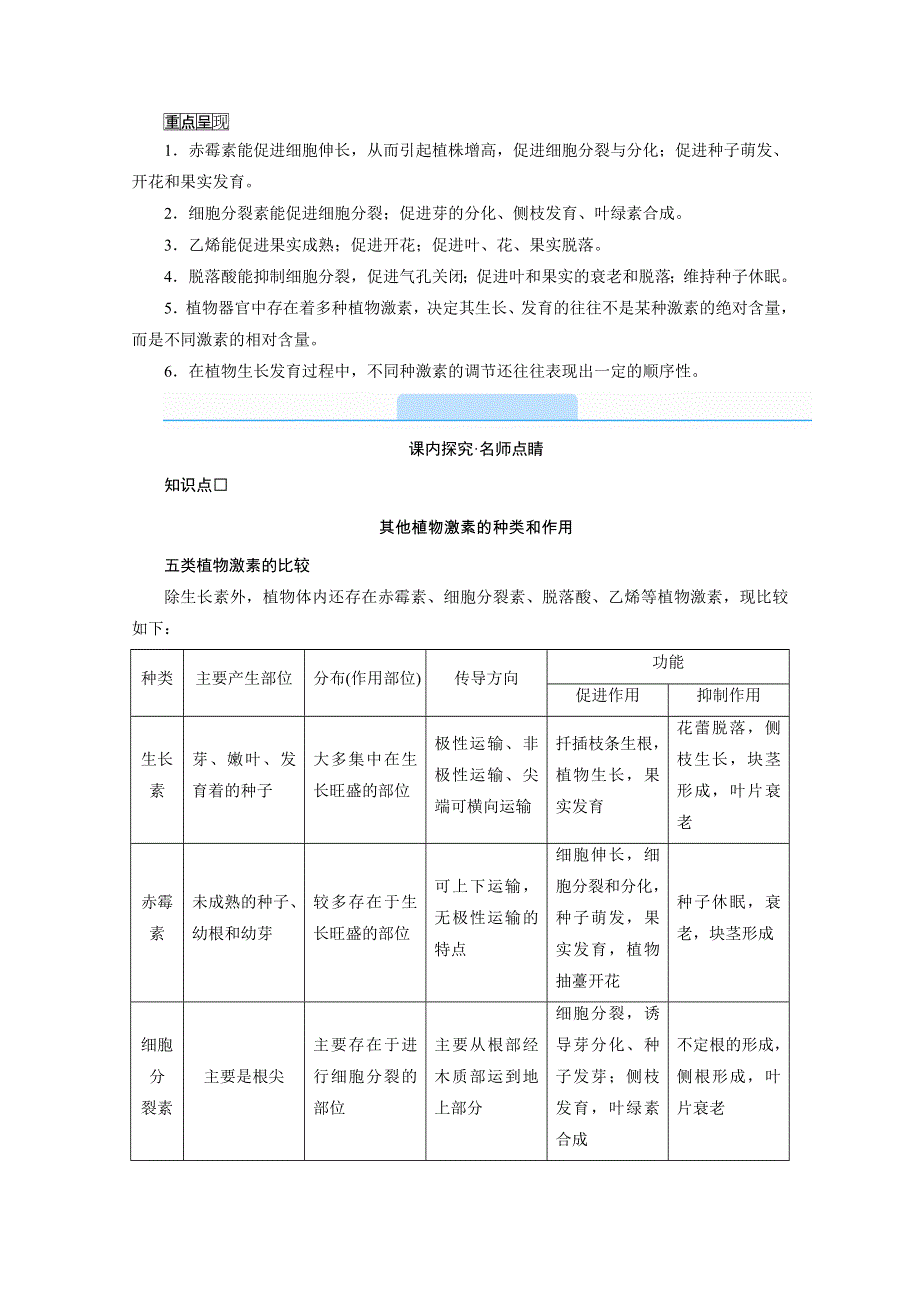 新教材2021-2022学年高中人教版生物选择性必修1学案：5-2 其他植物激素 WORD版含解析.doc_第3页