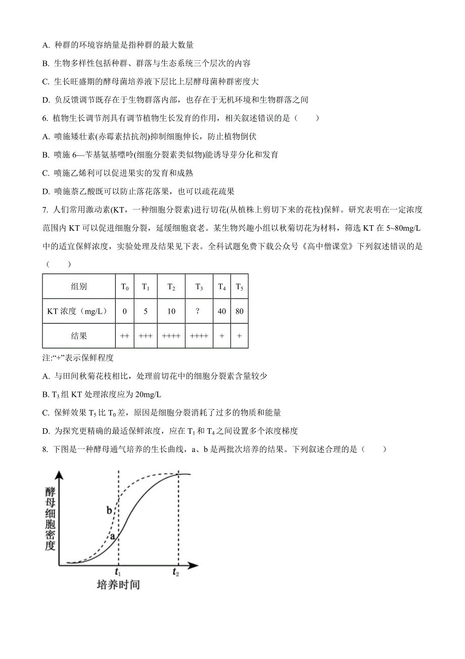 江苏省南通市如皋市2022-2023学年高二上学期期末考试 生物 WORD版含答案.docx_第2页