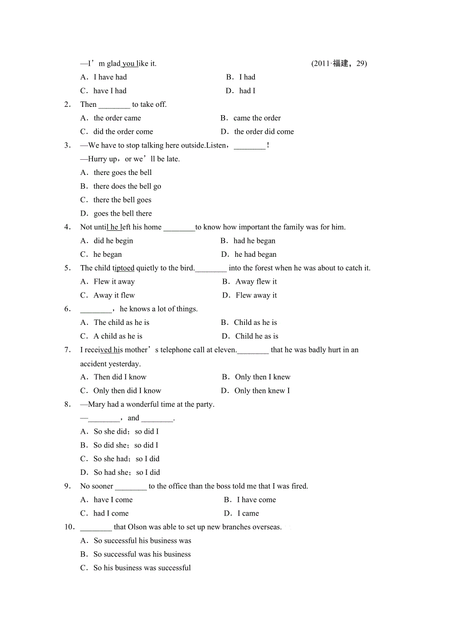 2014-2015学年高中英语河南同步练习（1）及答案：UNIT4（人教新课标必修5）.doc_第2页