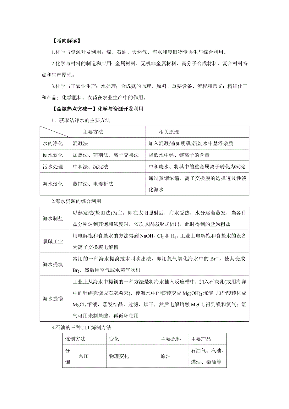 2016年高考化学命题猜想与仿真押题——专题16 化学与技术（命题猜想）（原卷版） WORD版缺答案.doc_第1页