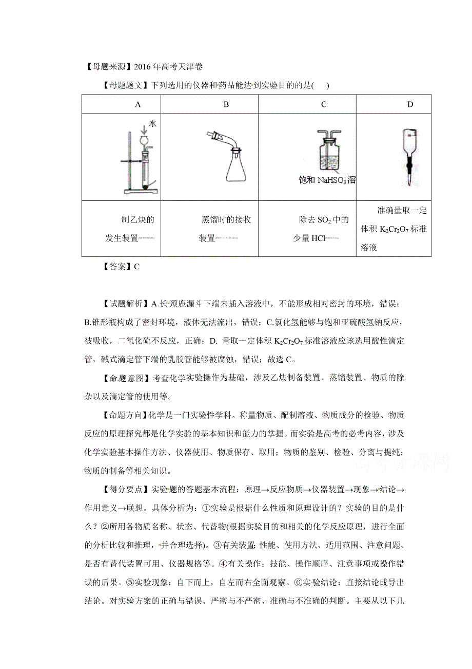 2016年高考化学母体题源专练-专题11 化学实验基本操作 WORD版含解析.doc_第1页