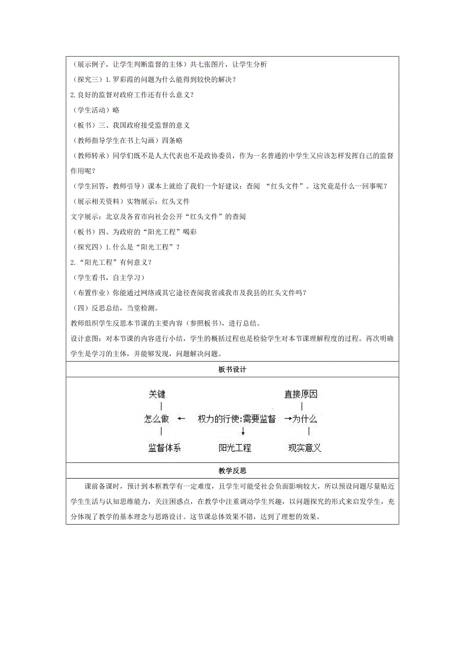 《同步精品资源套餐》2013学年高一政治教学设计：2.4.2权力的行使：需要监督（新人教版版必修2）.doc_第3页