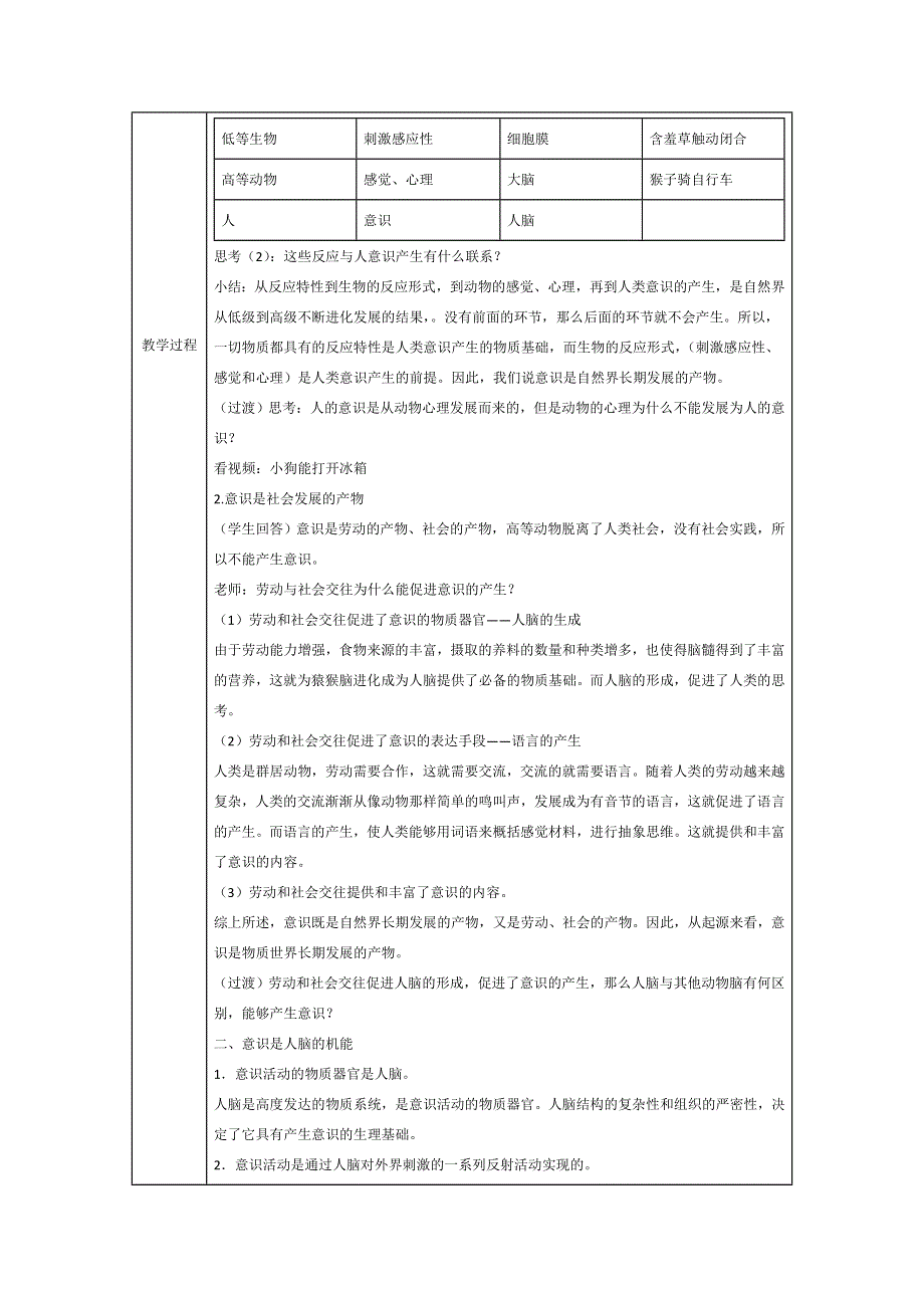 《同步精品资源套餐》2013学年高二政治教学设计：2.5.1意识的本质（新人教版必修4）.doc_第2页