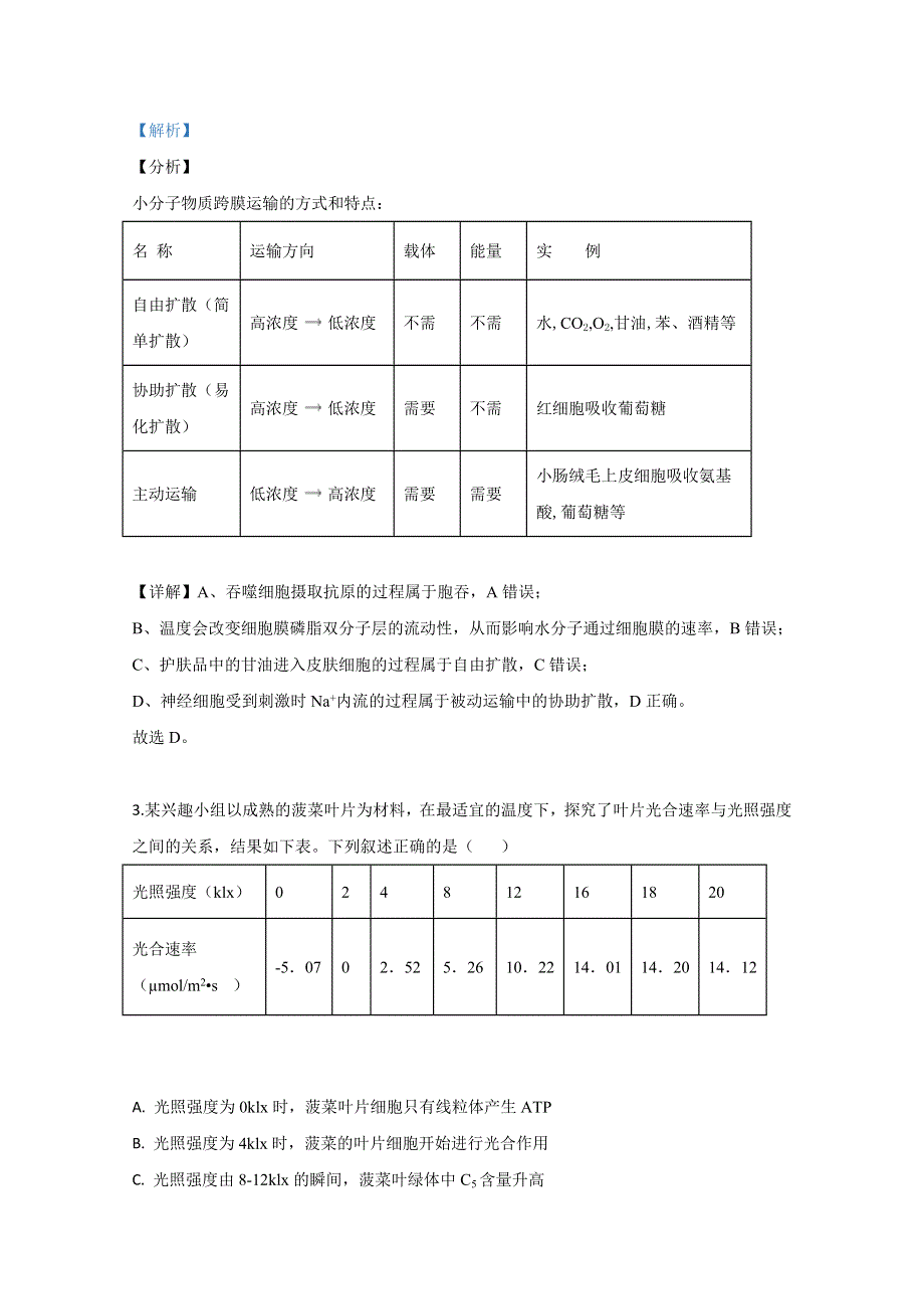 北京市大兴区2020届高三一模生物试题 WORD版含解析.doc_第2页