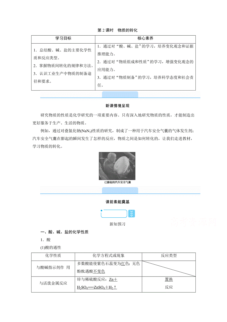 新教材2021-2022学年高中化学人教版必修第一册学案：1-1 第2课时　物质的转化 WORD版含解析.doc_第1页