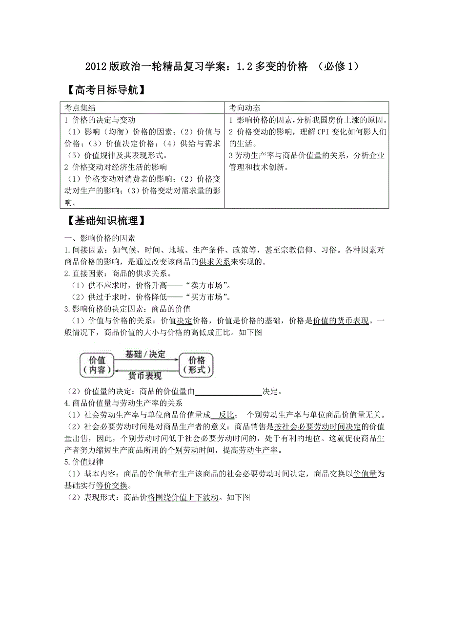 2012版高三政治一轮复习精品学案：1.doc_第1页