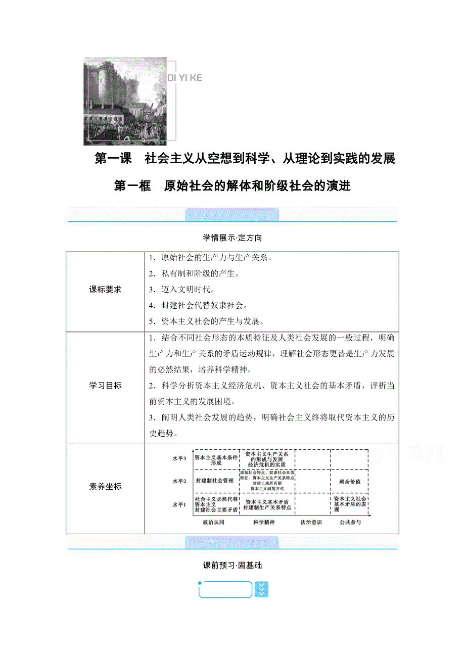 新教材2021-2022学年高中人教版政治必修1学案：1-1 原始社会的解体和阶级社会的演进 WORD版含解析.doc_第1页