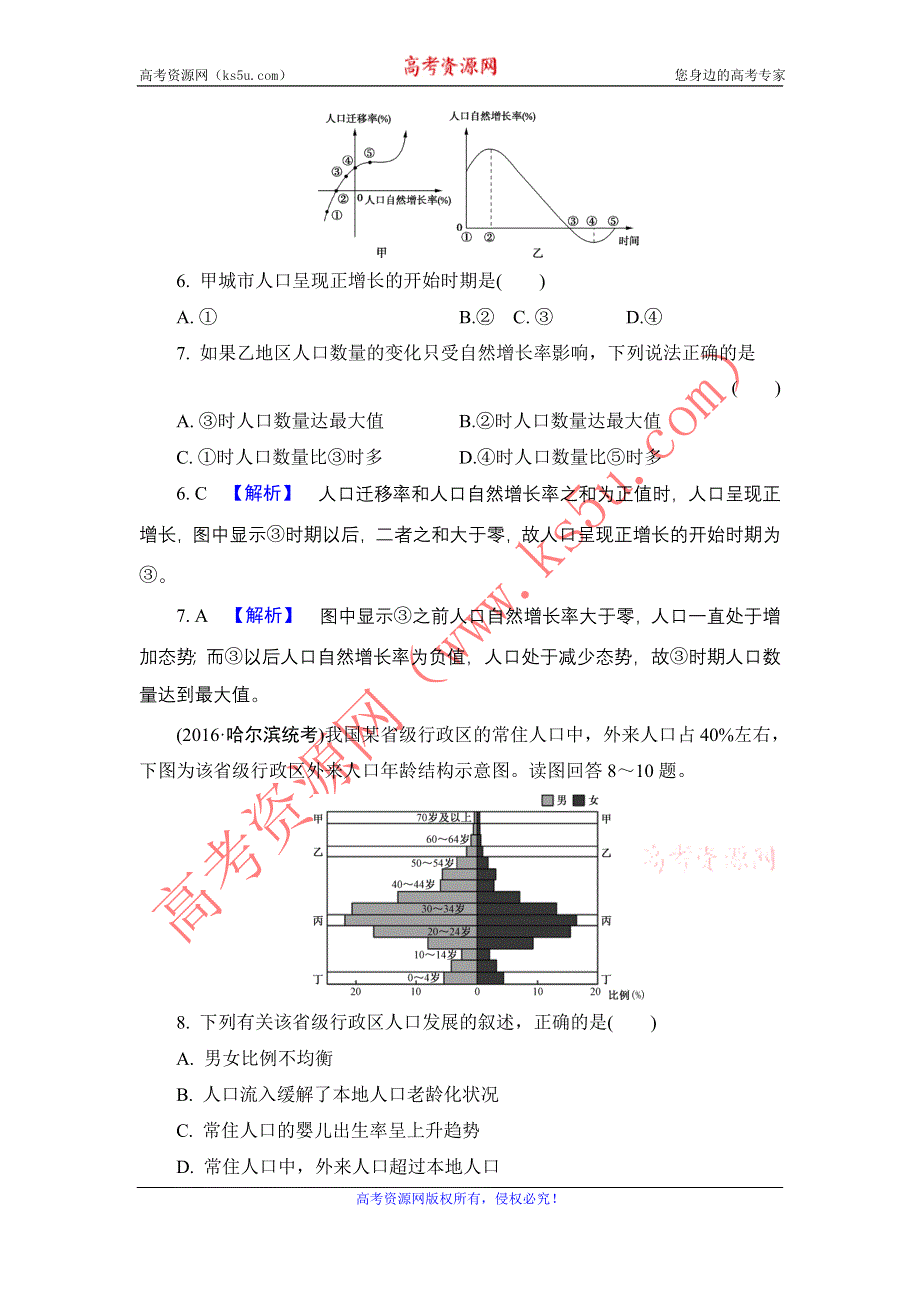 《解密高考》2017地理一轮单元提升6 第六章　人口的变化 WORD版含解析.doc_第3页