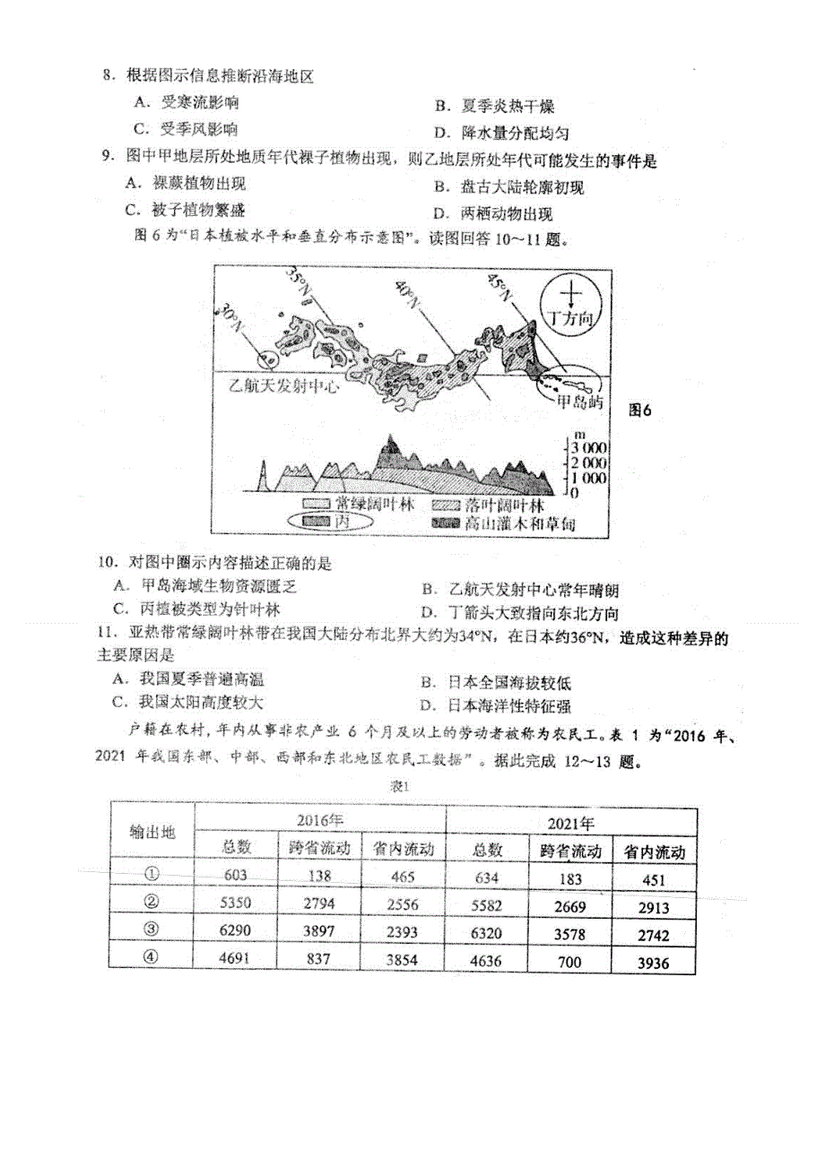 江苏省南通市2022-2023学年高三上学期12月月考试题 地理 图片版含答案.docx_第3页