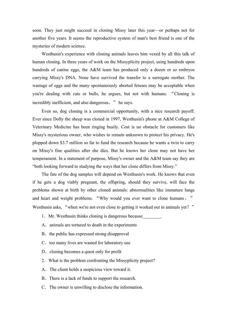 2014-2015学年高中英语（四川外研版选修6）课时作业：MODULE 5　CLONING (十)　 WORD版含答案.doc_第3页