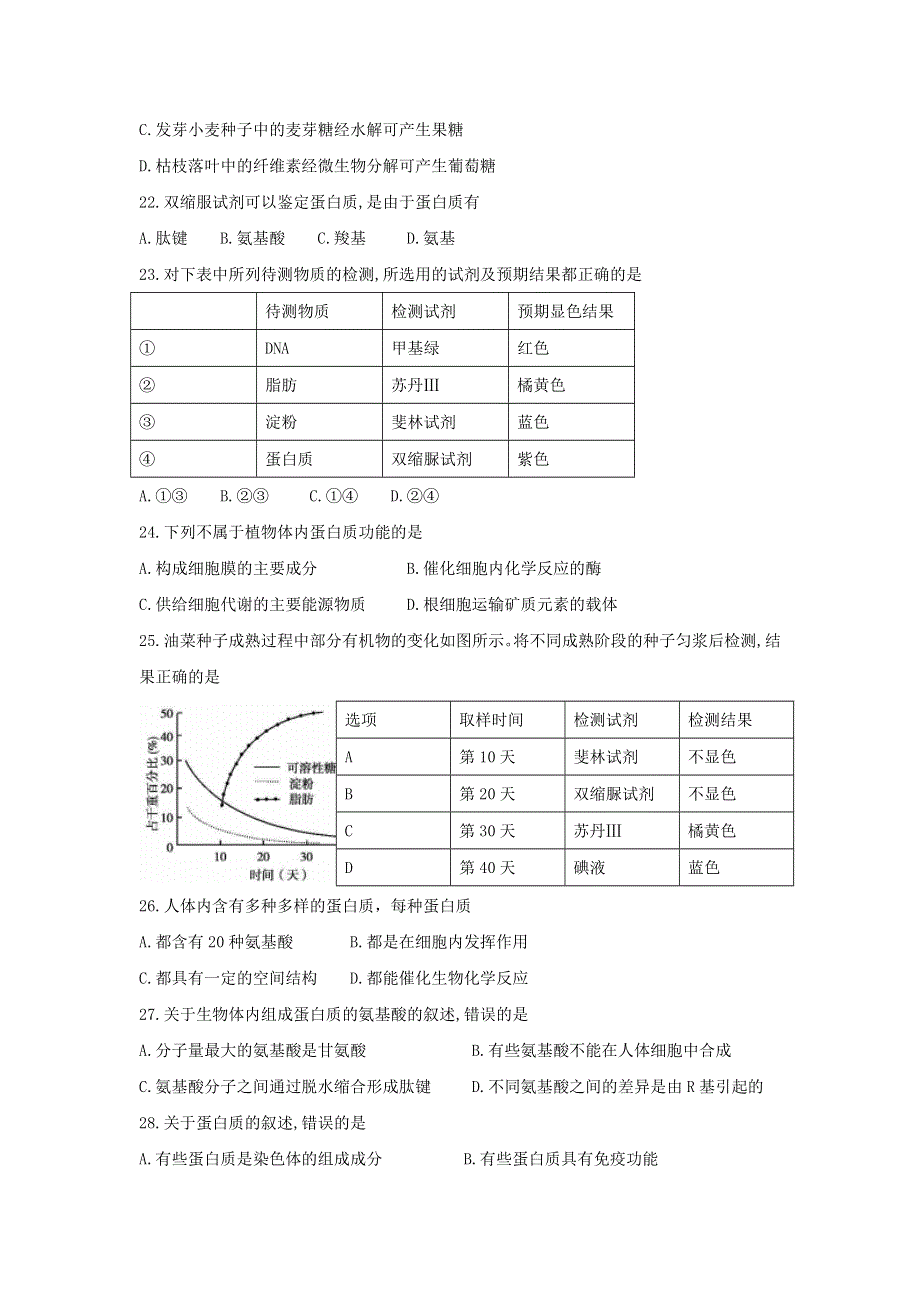 吉林省东北师范大学附属实验学校2016-2017学年高一上学期期中考试生物试题 WORD版含答案.doc_第3页