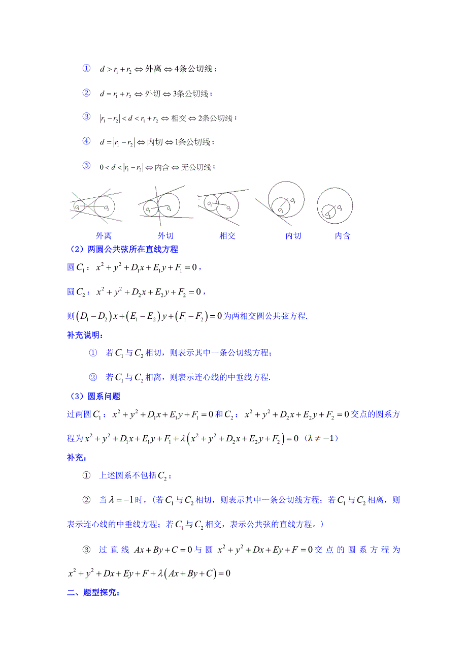 吉林省东北师范大学附属中学2015届高三理科数学一轮复习学案-直线与圆-圆与圆的位置关系[1].doc_第2页