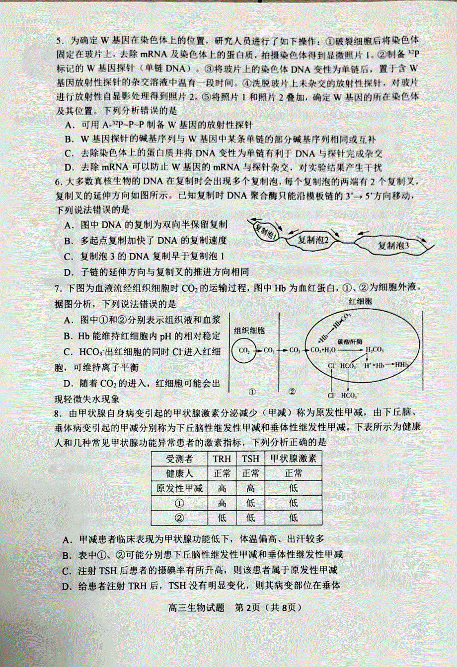 山东省淄博市2021-2022学年高三下学期一模试题 生物 PDF版无答案.pdf_第2页