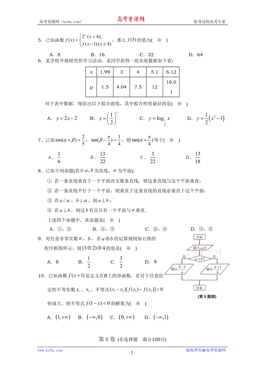 广东省汕头市10-11学年高一下学期教学质量检测（数学）.doc_第2页