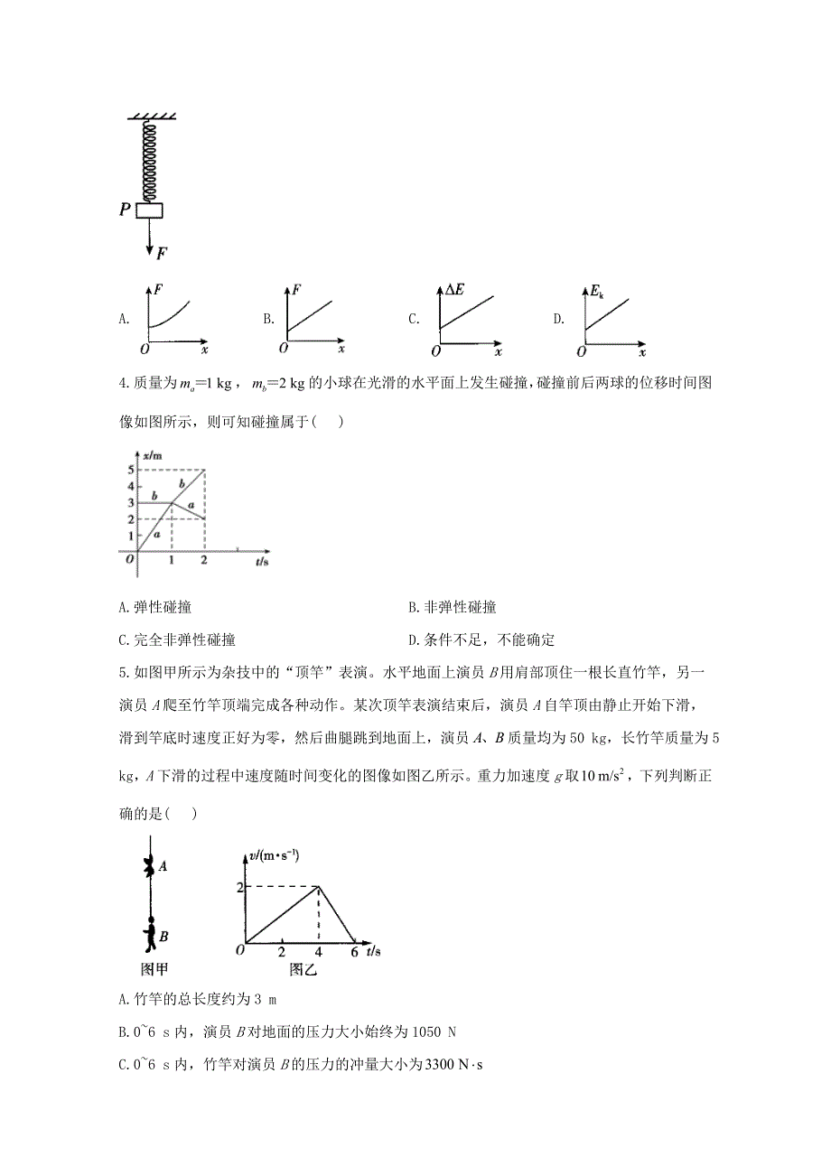 2021年物理高考二轮复习 功、能和动量 图像类选择题作业（含解析）.doc_第2页