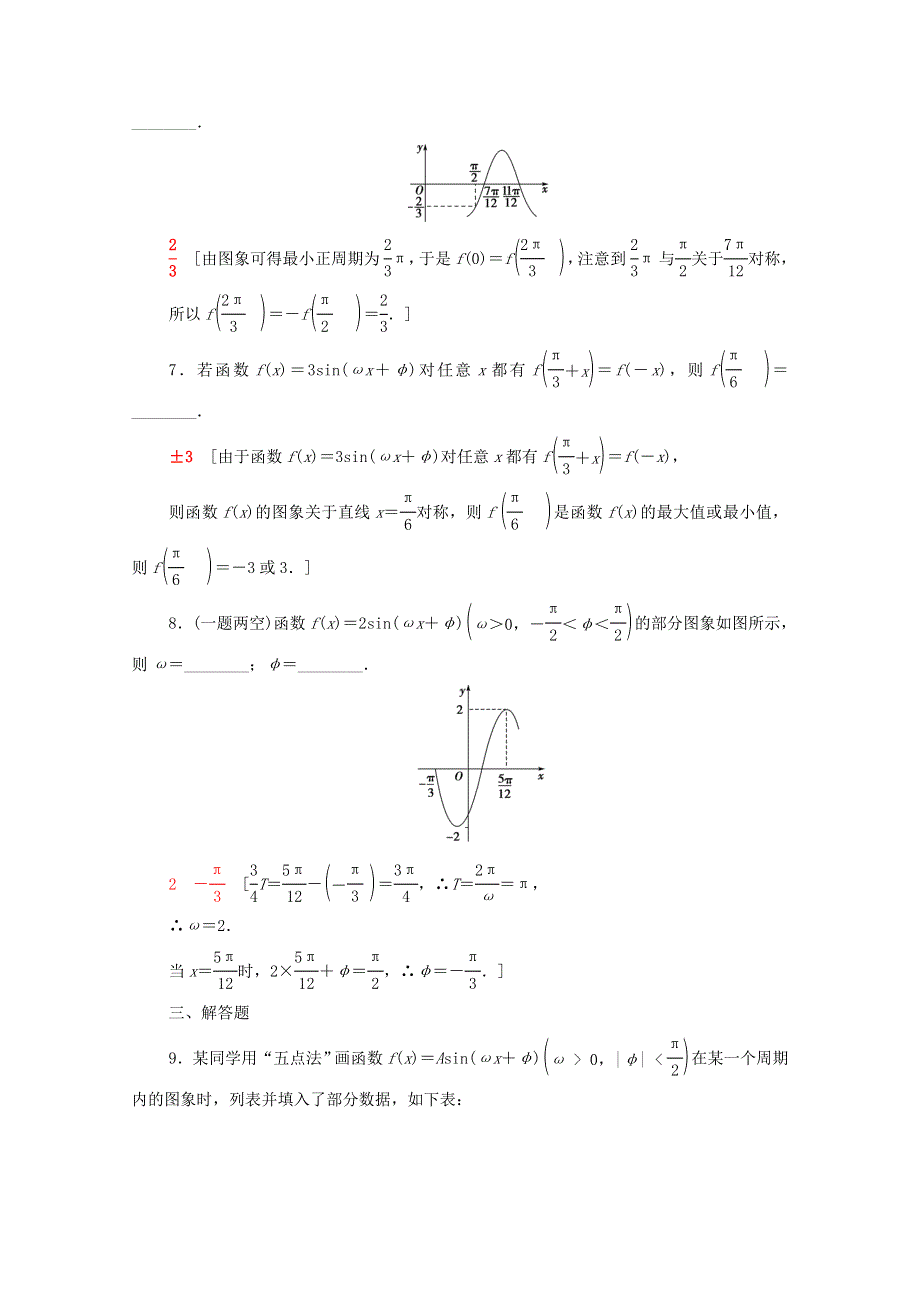 2020-2021学年新教材高中数学 第7章 三角函数 课时分层作业40 函数y＝Asin（ωx＋φ）的图象与性质（含解析）苏教版必修第一册.doc_第3页