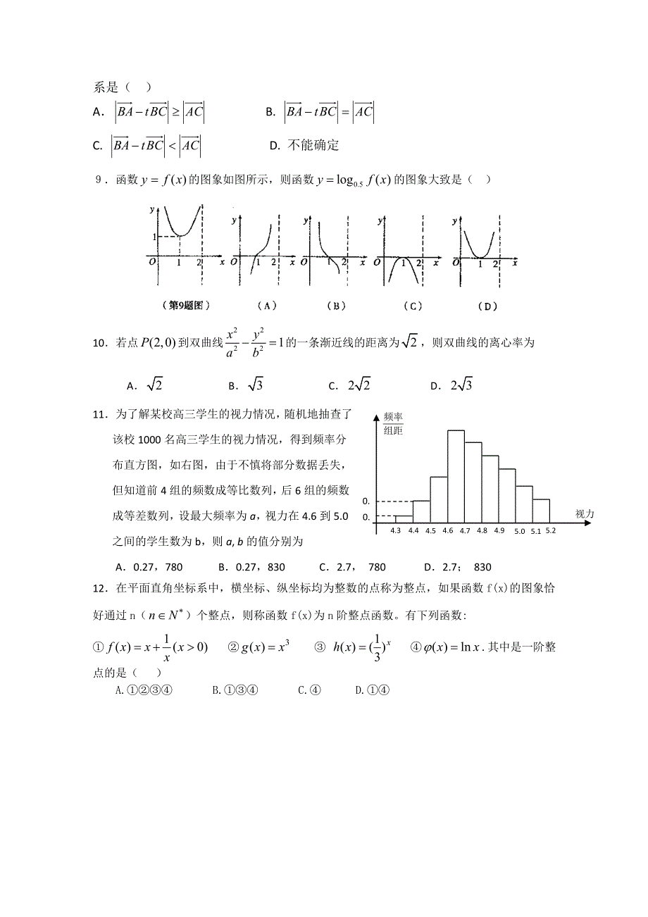 山东省淄博市2013高三文科数学复习：25高考模拟试卷（一）（新人教A）.doc_第2页