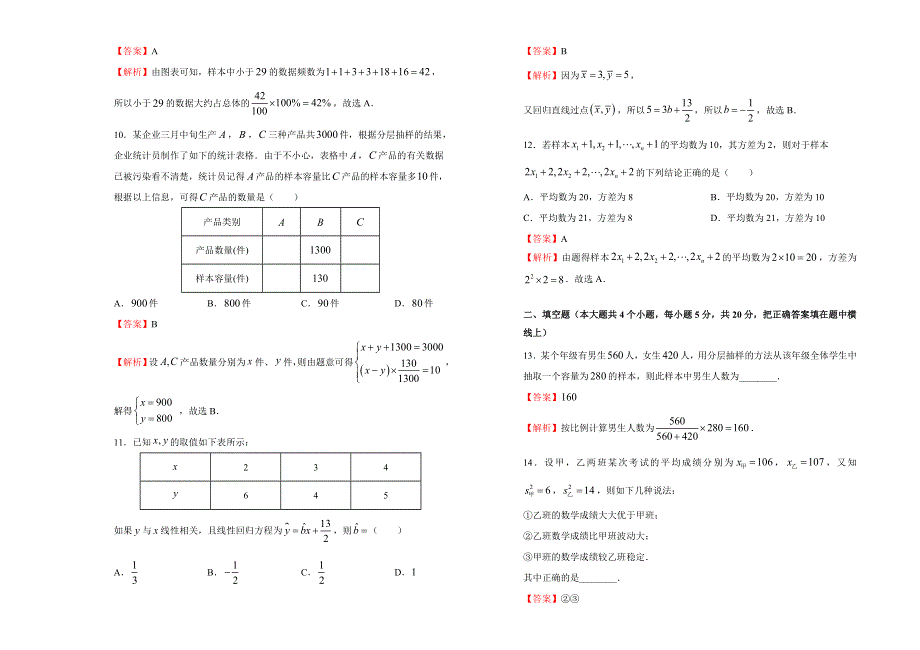 2019-2020学年人教版高中数学必修3第二章统计同步训练卷（一） WORD版含答案.doc_第3页