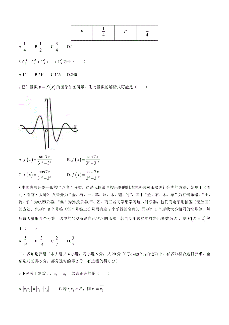 江苏省扬州市2020-2021学年高二下学期期末质量检测数学试题 WORD版含答案.docx_第2页