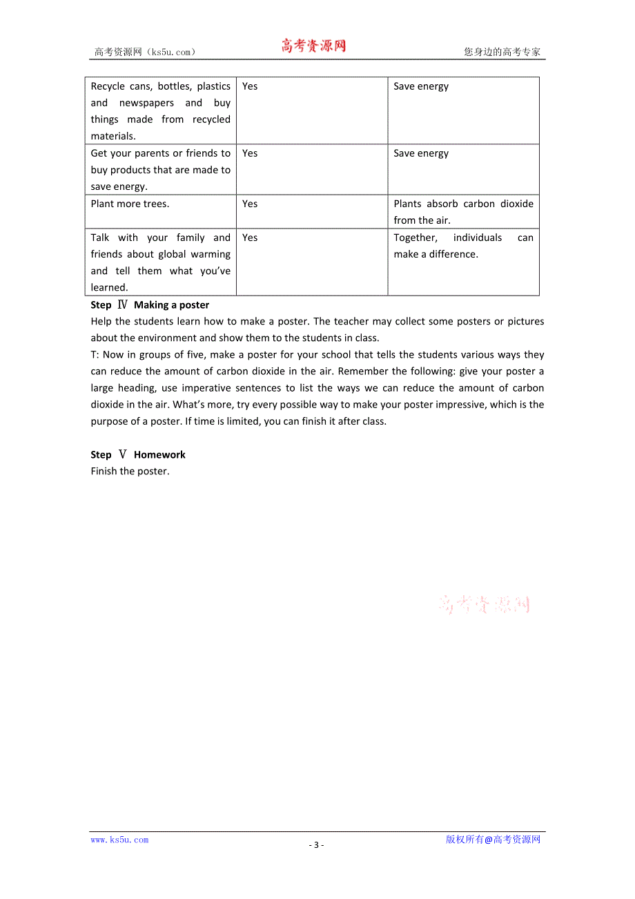 2014-2015学年高中英语（重庆）同步教案（3）：UNIT 4 GLOBAL WARMING人教新课标选修6）.doc_第3页