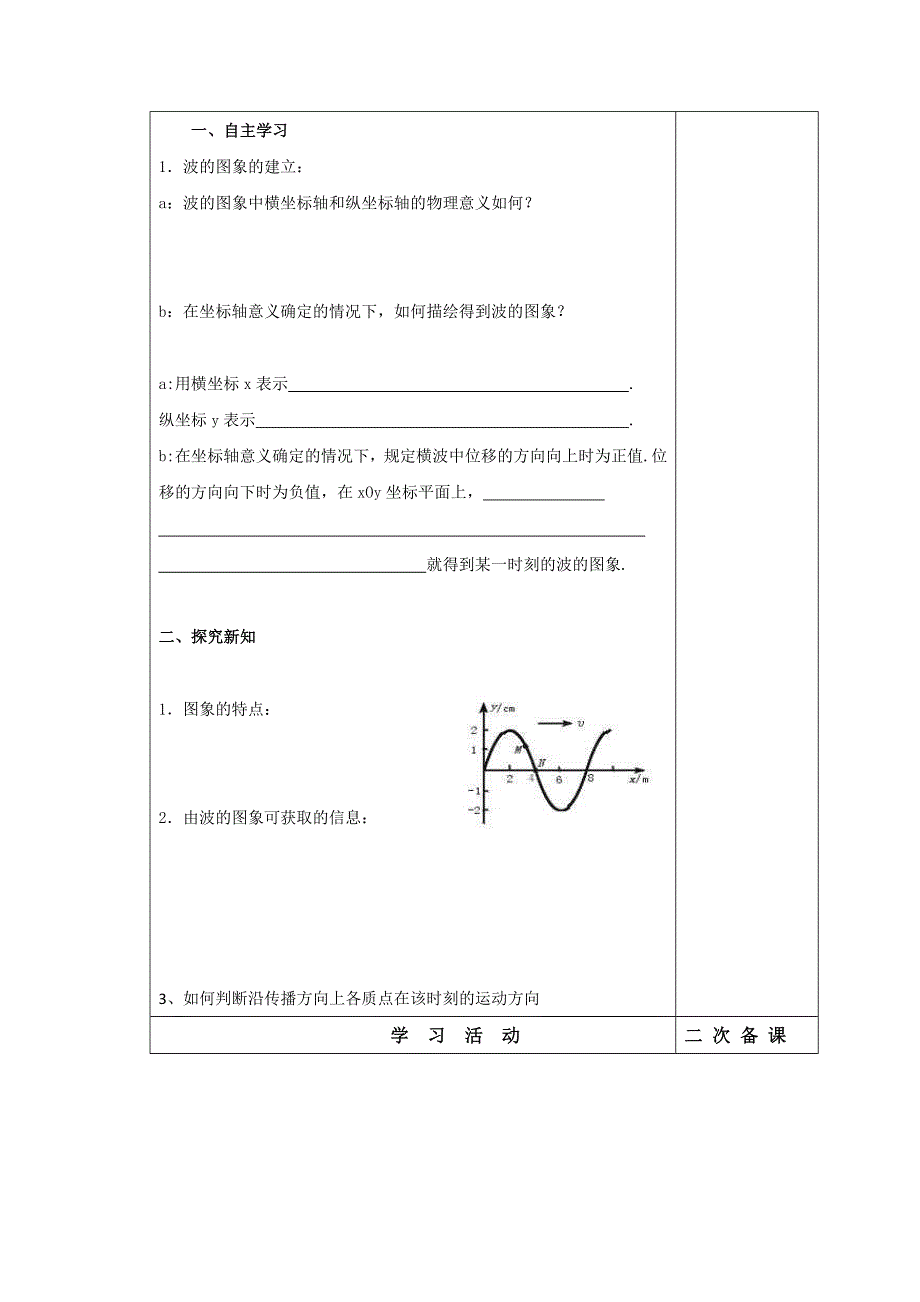 吉林省伊通满族自治县第三中学校高中物理选修3-4：12-2波的图像 学案 .doc_第2页