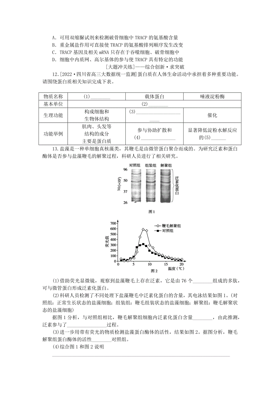 （统考版）2023版高考生物一轮复习 课后定时检测案3 生命活动的主要承担者——蛋白质.docx_第3页