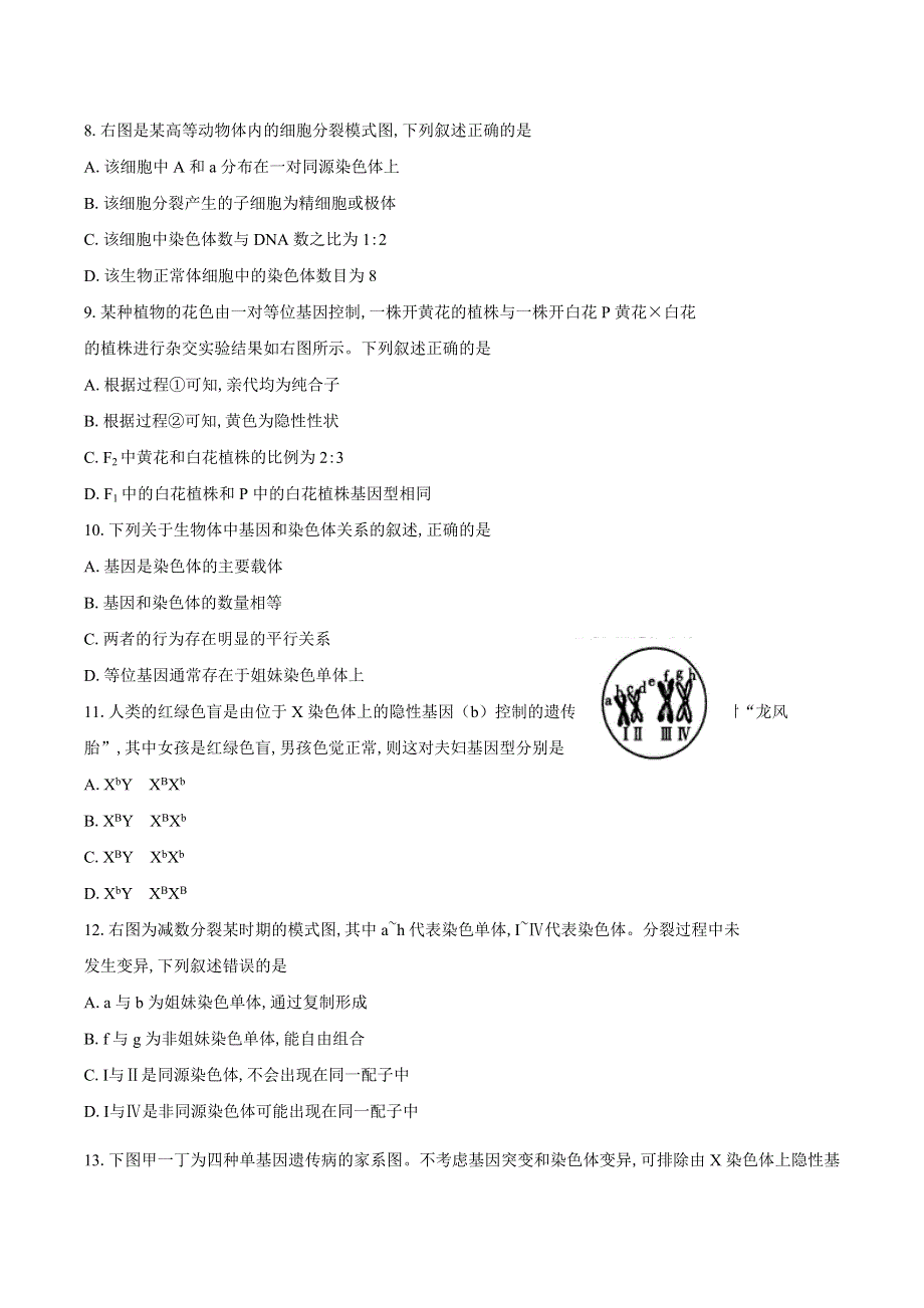 江苏省无锡市2019-2020学年高一下学期期终调研考试生物试题 WORD版含答案.docx_第3页