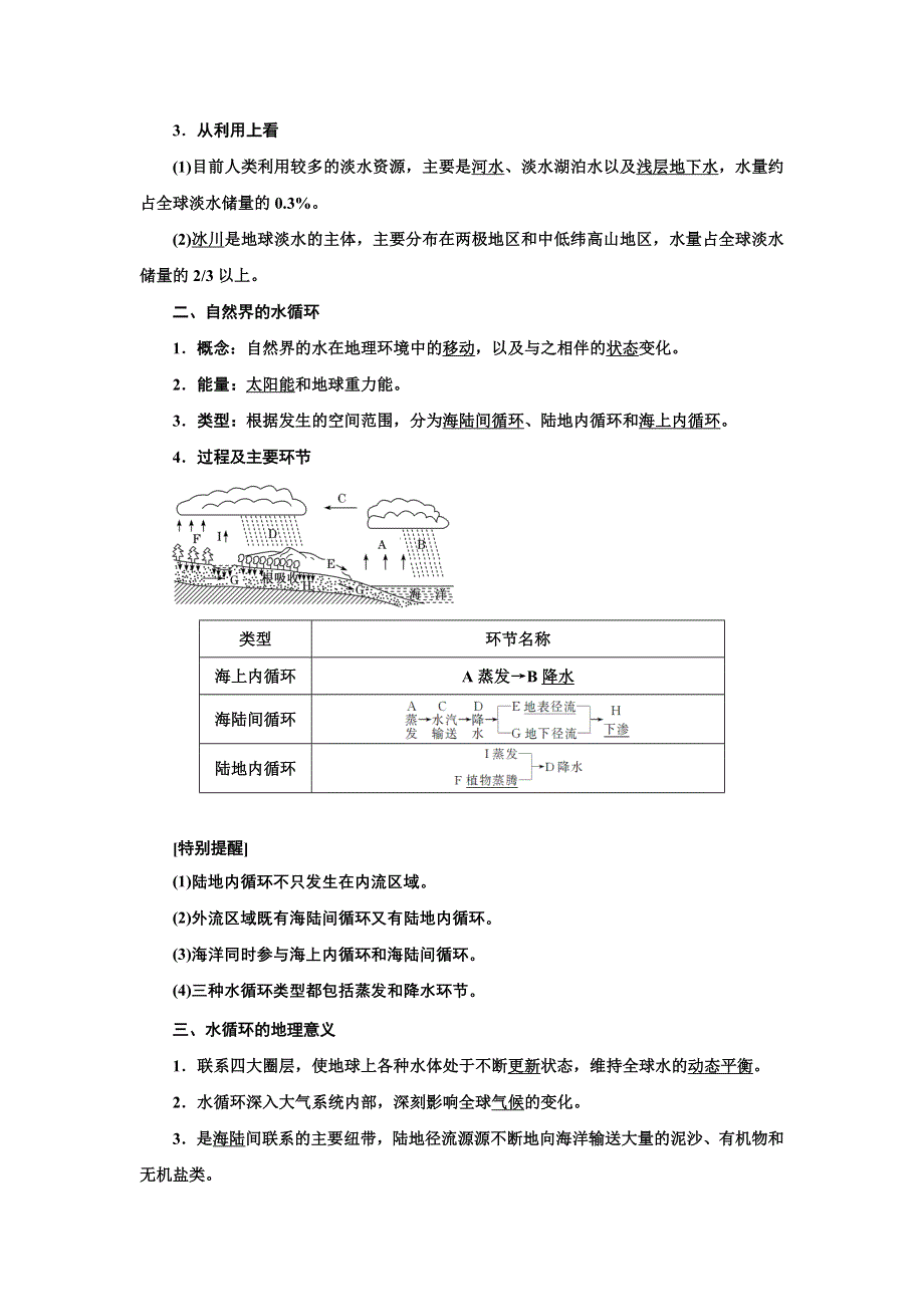 新教材2021-2022学年高中湘教版地理必修第一册学案：4-1 水循环 WORD版含解析.doc_第2页