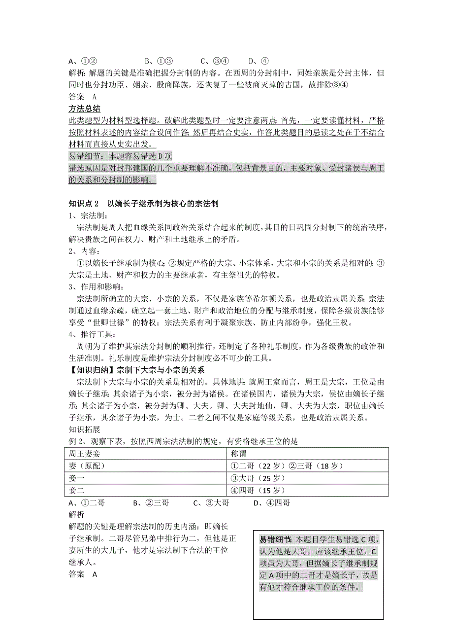 2012高一历史学案 1.1 夏商制度与西周封建 4（岳麓版必修1）.doc_第2页