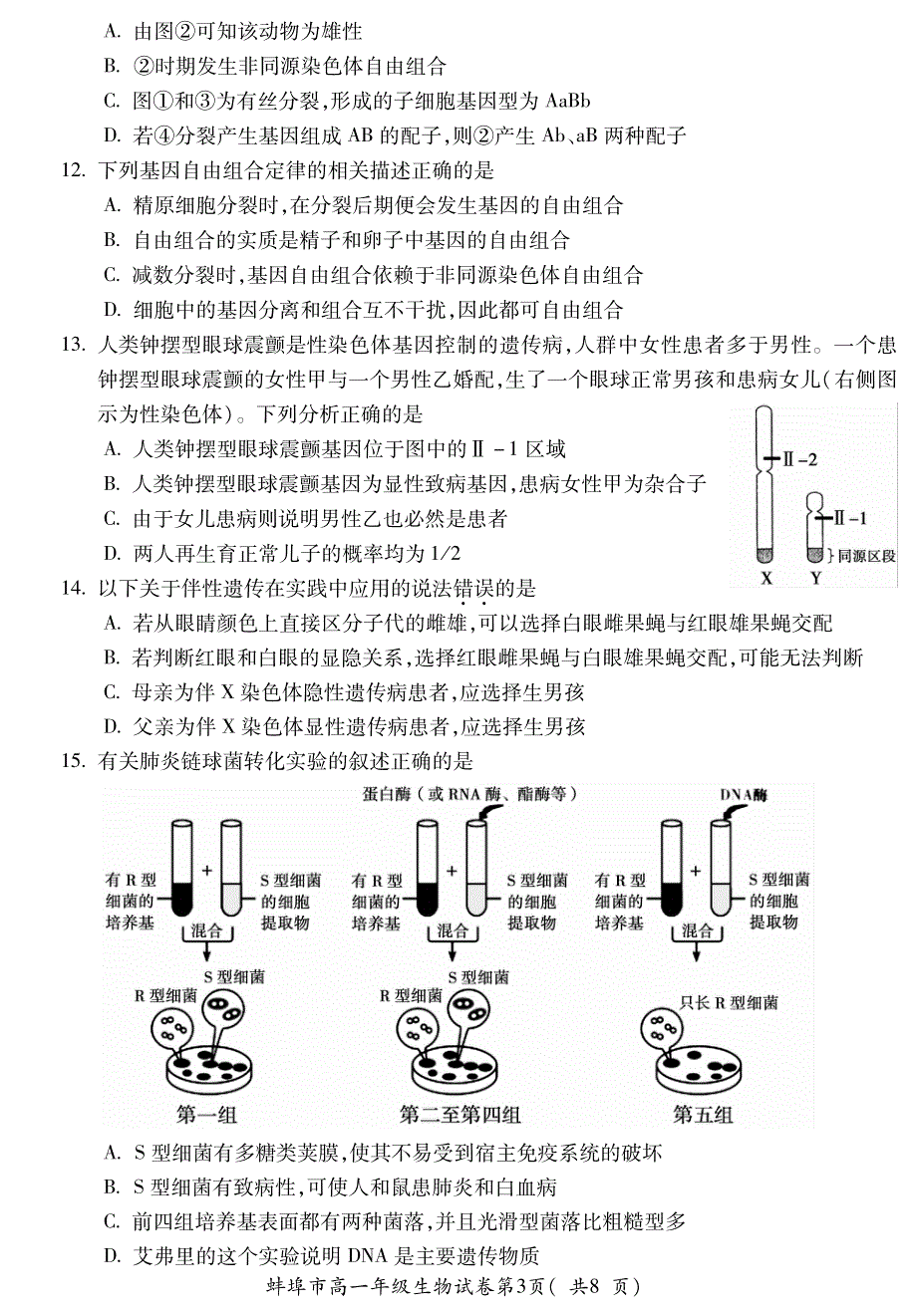 安徽省蚌埠市2020-2021学年高一下学期期末学业水平监测生物试卷 PDF版含答案.pdf_第3页