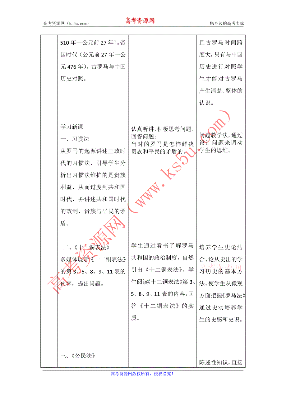 2012高一历史学案 2.3 古罗马的政制与法律 15（岳麓版必修1）.doc_第3页